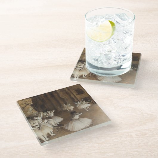 Balletrepetitie op Stage | Edgar Degas Glazen Onderzetter (Schuin)