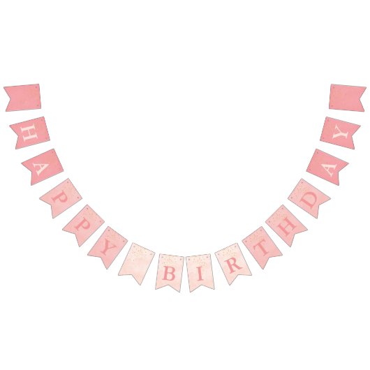 Balletroze met gouden sterren Fijne verjaardag Vlaggetjes (Alle)