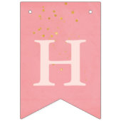 Balletroze met gouden sterren Fijne verjaardag Vlaggetjes (Tweede vlag)