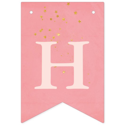 Balletroze met gouden sterren Fijne verjaardag Vlaggetjes (Tweede vlag)