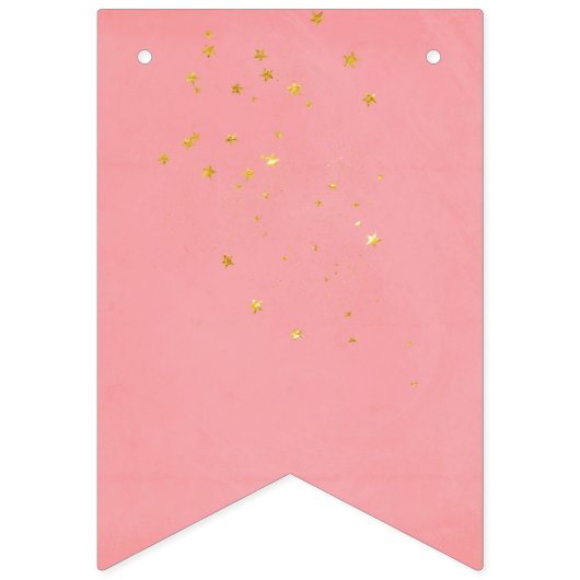 Balletroze met gouden sterren Fijne verjaardag Vlaggetjes (Eerste vlag)