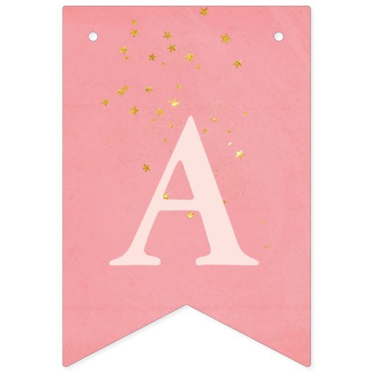 Balletroze met gouden sterren Fijne verjaardag Vlaggetjes (Derde vlag)