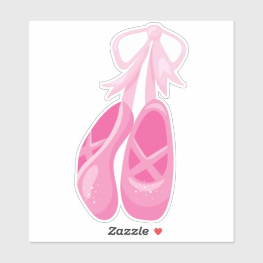 Balletschoen, balletslippers, balletdanser, roze sticker (Vel)