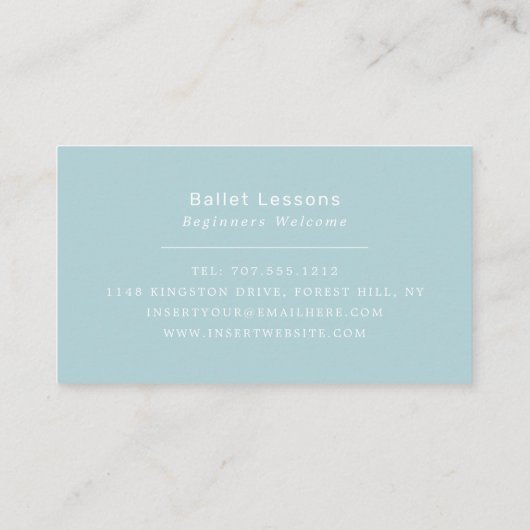 Balletschoenen, ballerina danser, dansinstructeur visitekaartje (Achterkant)