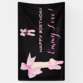 Balletschoenen Bow Pink & Black Polka Dot Spandoek (Verticaal)