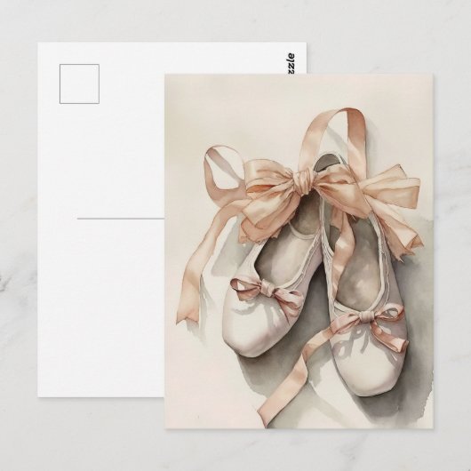 Balletschoenen en strikken Briefkaart (Voorkant / Achterkant)