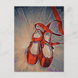 Balletschoenen met een paars briefkaart met pensee