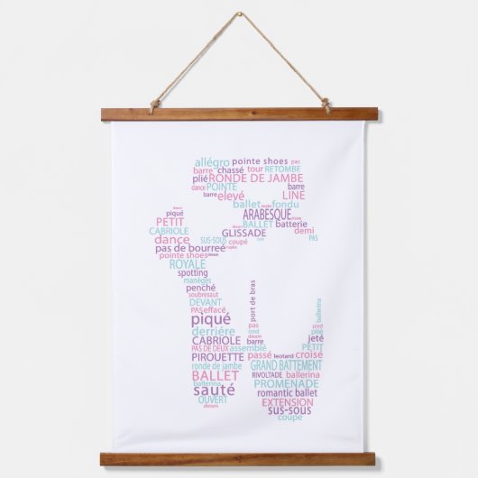 Balletschoentypografie Roze en Aqua Hangend Wandkleed (Voorkant)