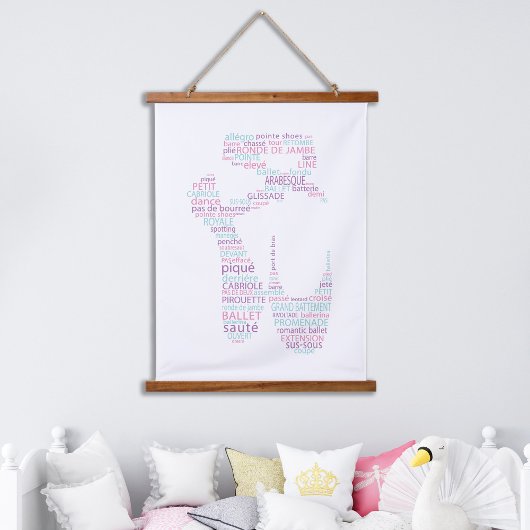 Balletschoentypografie Roze en Aqua Hangend Wandkleed