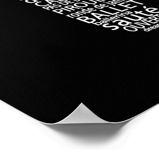 Balletschoentypografie zwart-wit poster (Hoek)