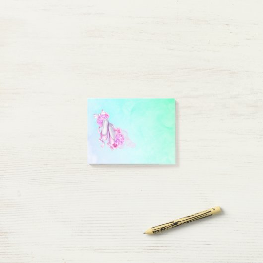 Balletschoepen en pinda's in roze Waterverven Post-it® Notes (Op bureau)