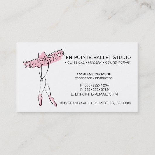 Balletschool Instructie Dansen Visitekaartje (Voorkant)