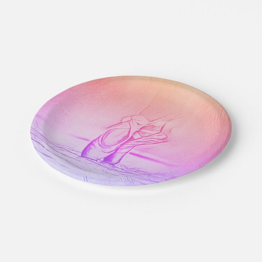 Balletschotels op het roze schijfverloop papieren bordje (Gekanteld)