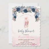Balletschotels Roze Stripes Baby shower Kaart (Voorkant)