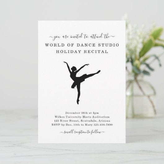 Balletstudio Balletrecital Uitnodiging (Staand voorkant)