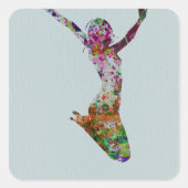 Ballette waterverf vierkante sticker (Voorkant)