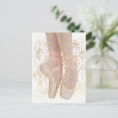 Ballettenschoenen - Roze Gold White Briefkaart (Staand voorkant)