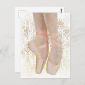 Ballettenschoenen - Roze Gold White Briefkaart (Voorkant / Achterkant)