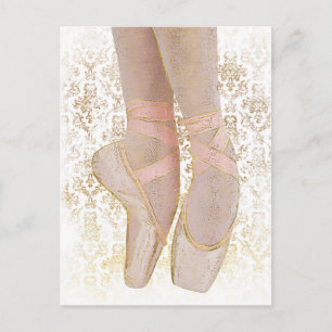 Ballettenschoenen - Roze Gold White Briefkaart
