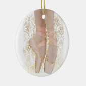 Ballettenschoenen - Roze Gold White Keramisch Ornament (Rechts)