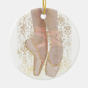 Ballettenschoenen - Roze Gold White Keramisch Ornament
