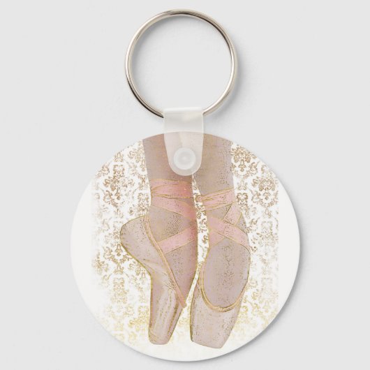 Ballettenschoenen - Roze Gold White Sleutelhanger (Voorkant)