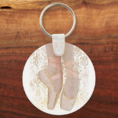 Ballettenschoenen - Roze Gold White Sleutelhanger (Voorkant)