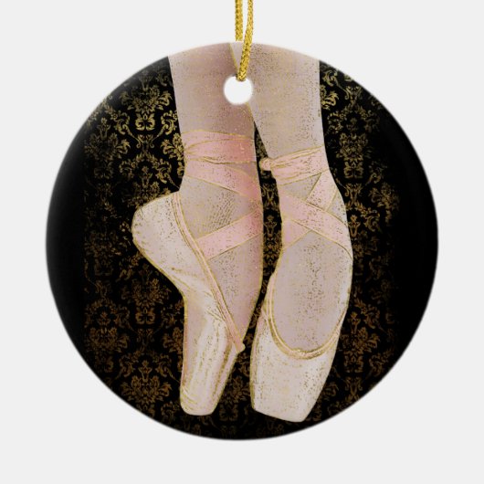 Ballettenschoenen - zwart roze goud keramisch ornament (Voorkant)