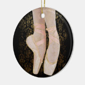 Ballettenschoenen - zwart roze goud keramisch ornament (Links)