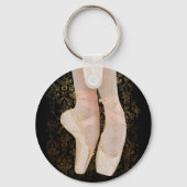 Ballettenschoenen - zwart roze goud sleutelhanger (Voorkant)