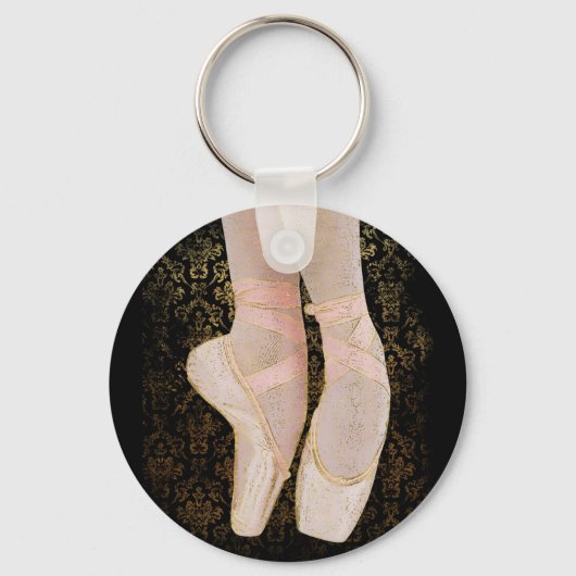 Ballettenschoenen - zwart roze goud sleutelhanger (Voorkant)