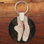 Ballettenschoenen - zwart roze goud sleutelhanger (Voorkant)