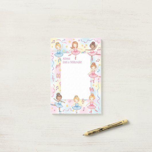Balletthema Ballerina Dancer gepersonaliseerde mit Post-it® Notes (Op bureau)