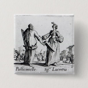 Balli de Sfessania, c.1622 2 Vierkante Button 5,1 Cm