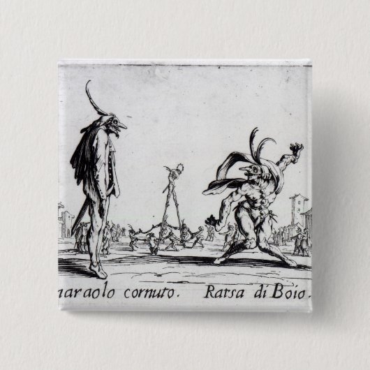 Balli de Sfessania, c.1622 Vierkante Button 5,1 Cm (Voorkant)