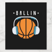 Ballin Basketball Art Wijn Etiket (Enkel label)