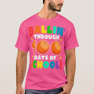 Ballin door 100 dagen van de school kleurrijke man t-shirt