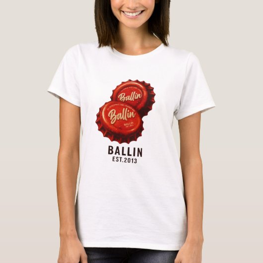 Ballin Retro Bottle Pet Logo –  Red Graphi T-shirt (Voorkant)