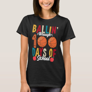 Ballin 'tot 100 dagen van school basketbal voor t-shirt