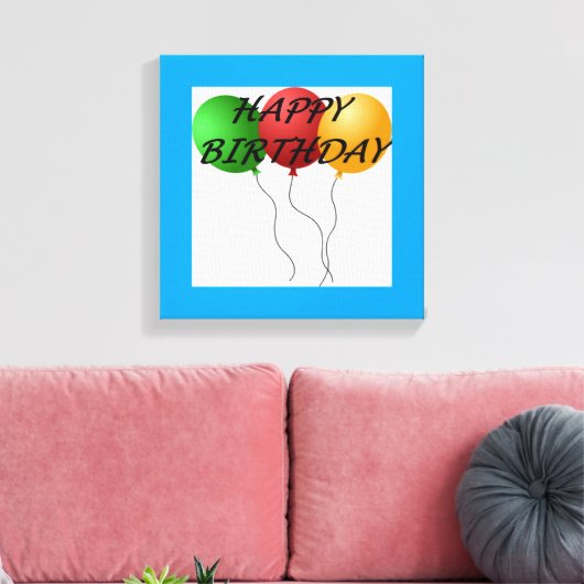 BALLOENS "HAPPY BIRTHDAY" CANVAS AFDRUK (Insitu (Woonkamer))