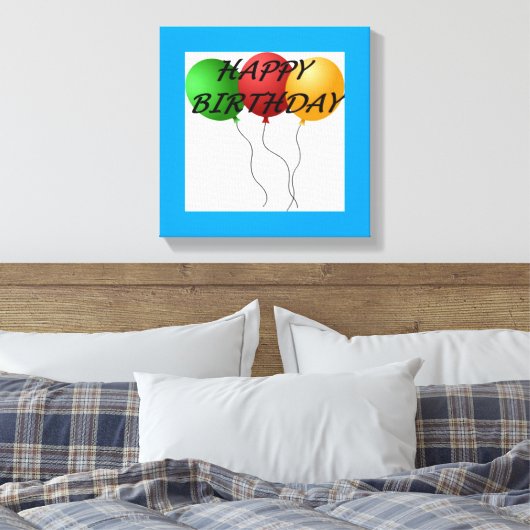 BALLOENS "HAPPY BIRTHDAY" CANVAS AFDRUK (Insitu (Slaapkamer))