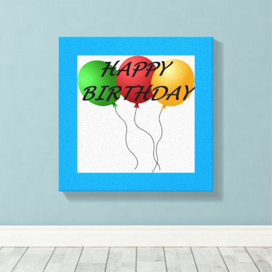 BALLOENS "HAPPY BIRTHDAY" CANVAS AFDRUK (Insitu (Houten vloer))