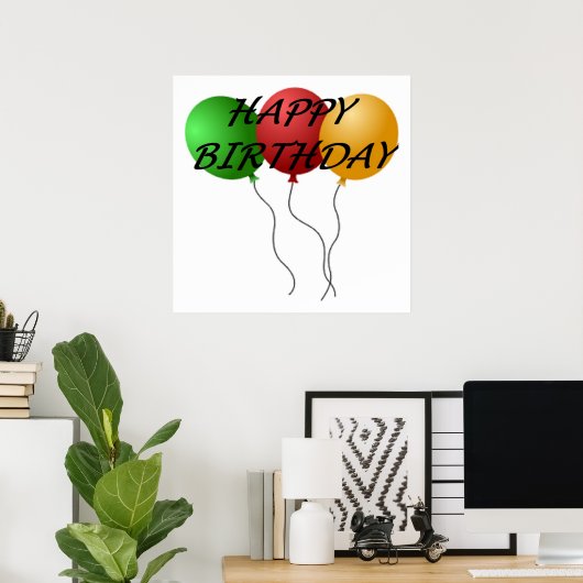 BALLOENS "HAPPY BIRTHDAY" POSTER (Thuiskantoor)