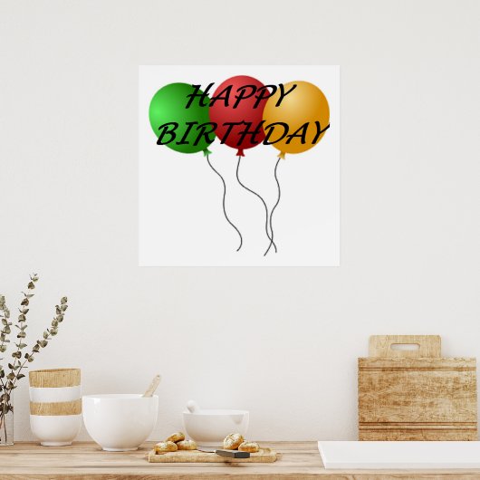 BALLOENS "HAPPY BIRTHDAY" POSTER (Keuken)