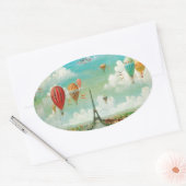 Balloing over Parijs Ovale Sticker (Envelop)