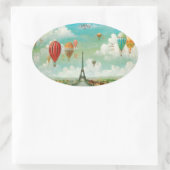 Balloing over Parijs Ovale Sticker (Tas)