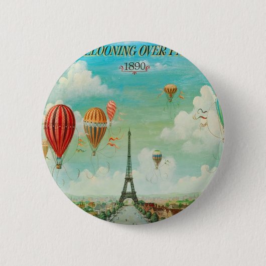 Balloing over Parijs Ronde Button 5,7 Cm (Voorkant)