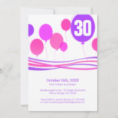 Ballon 30th THREEOH! Fotoverjaardagsuitnodiging Kaart (Achterkant)