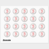 Ballon 3rd Birthday Brick Pink Confetti Ronde Sticker (Vel)