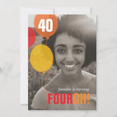 Ballon 40th FOUROH! Uitnodigingen voor fotoverjaar (Voorkant)